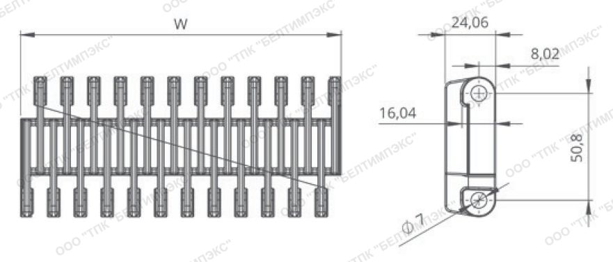 Геометрические размеры модульной ленты HP508 RR