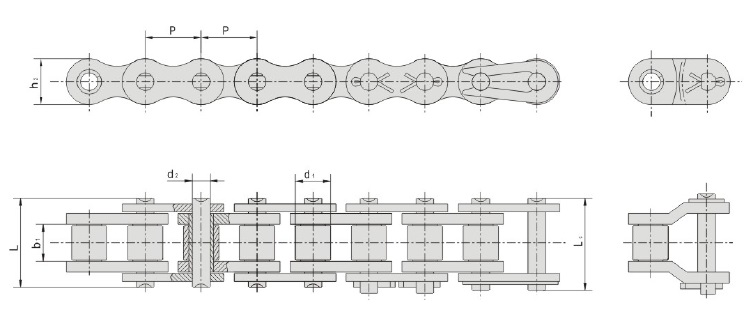 Чертеж Цепь роликовая однорядная 24B-1