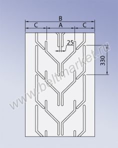 Шевронная конвейерная лента C17-P550
