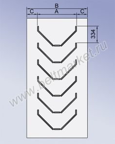 Шевронная конвейерная лента C25-P750